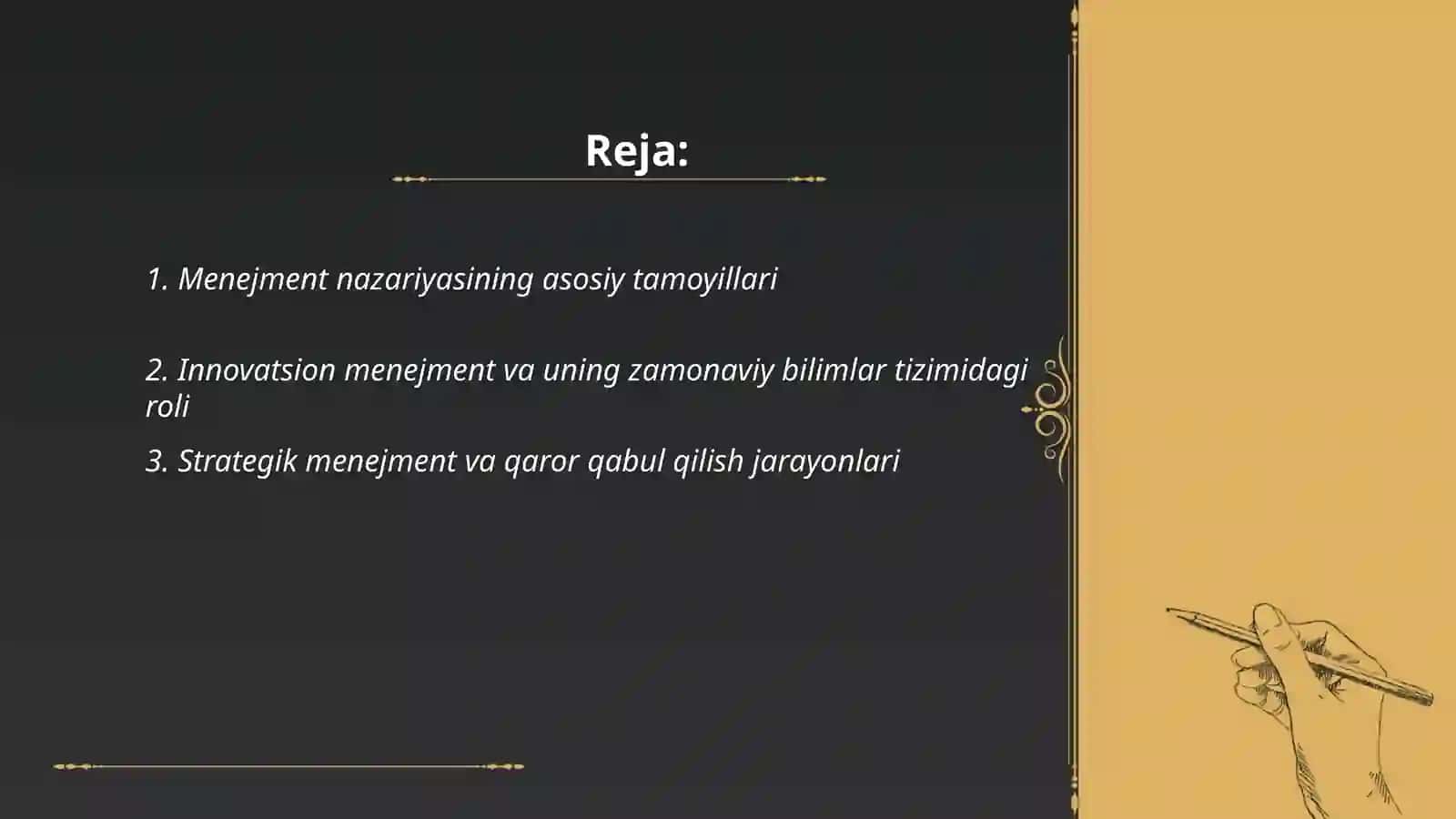 Menejment nazariyasining asosiy tamoyillari 2