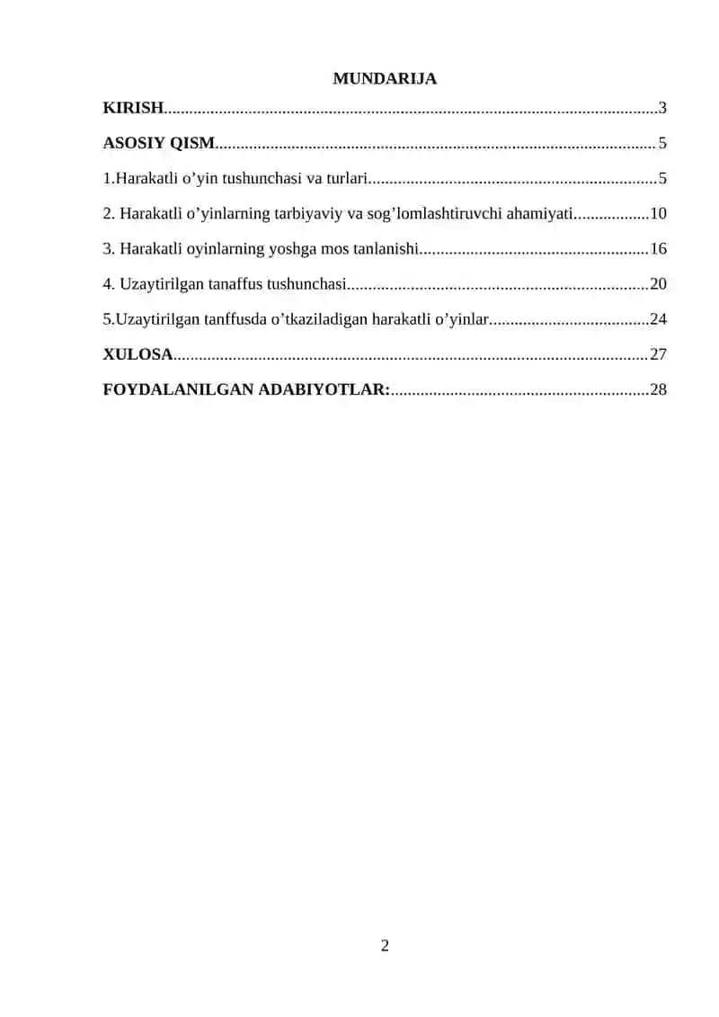 Uzaytirilgan tanaffusda o’tkaziladigan harakatli o’yinlar 2