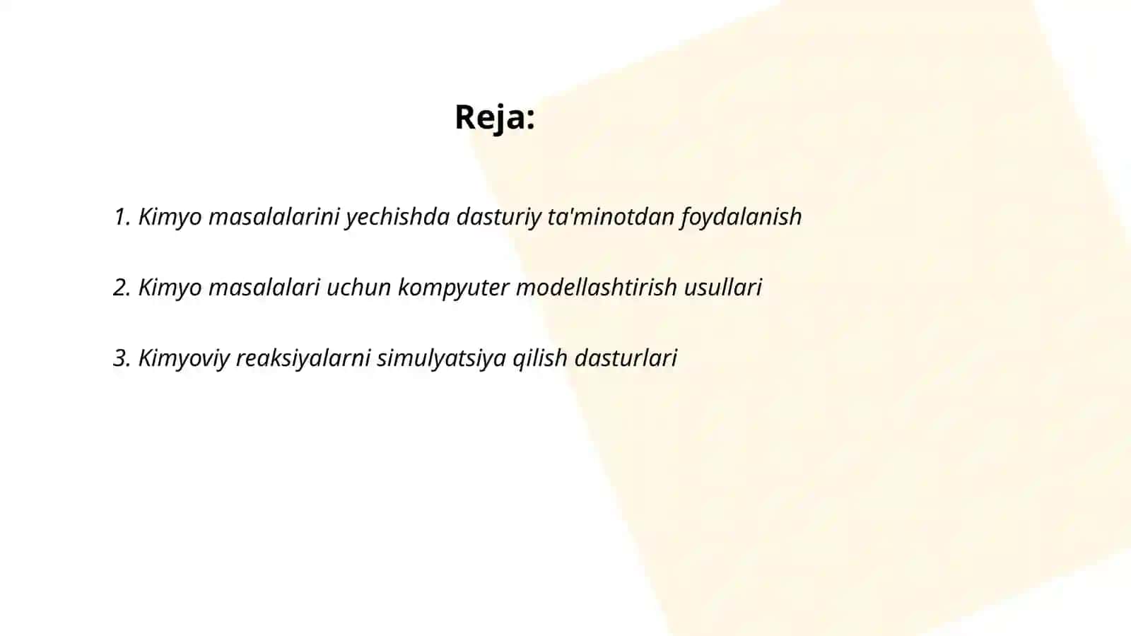 Kimyo masalalarini yechishda dasturiy ta'minotdan foydalanish 2