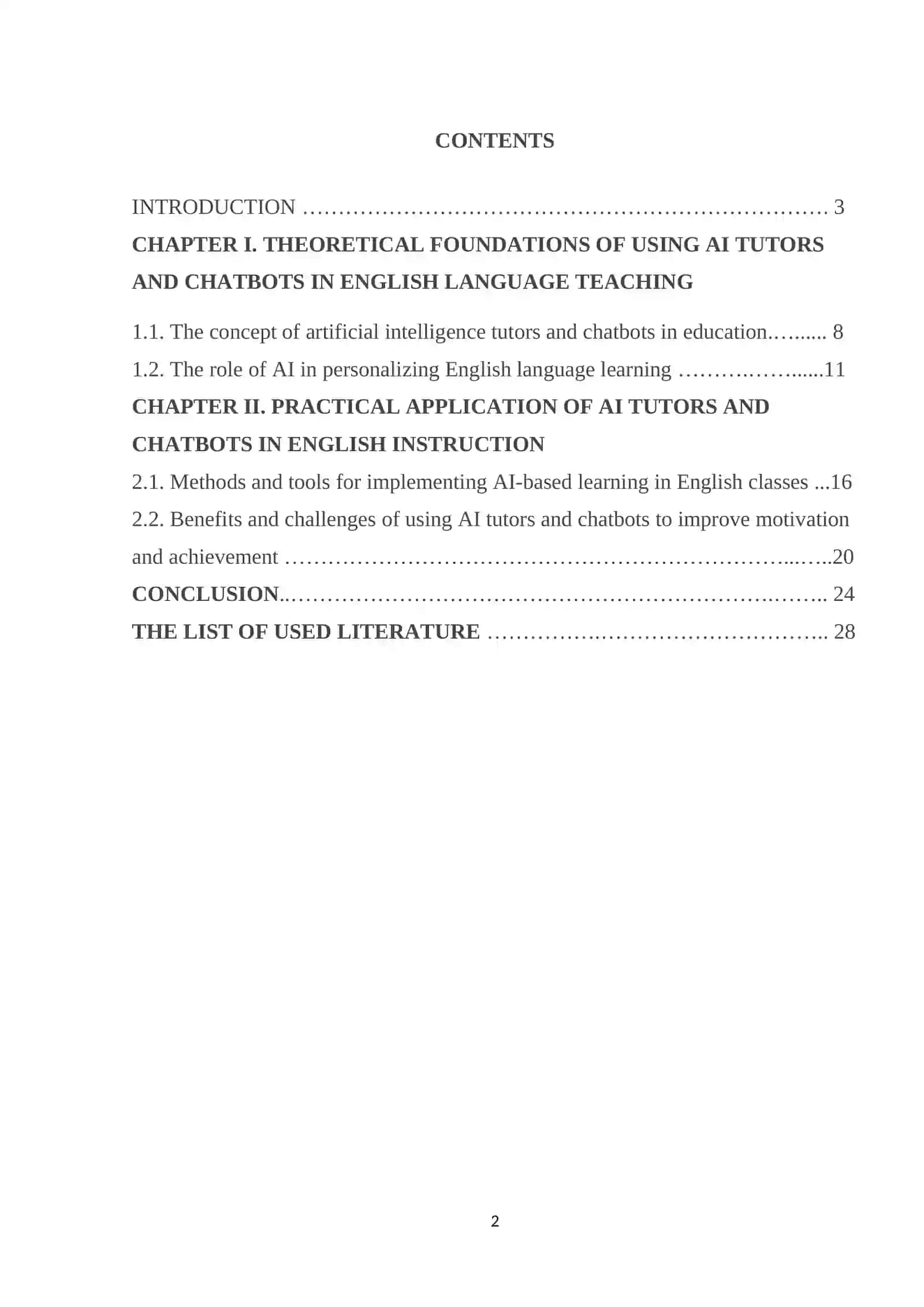 Artificial intelligence (AI) tutors and chatbots in English language teaching 2