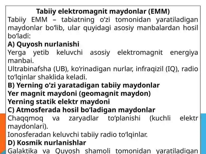 Tabiiy elektromagnit maydonlar (EMM) 2