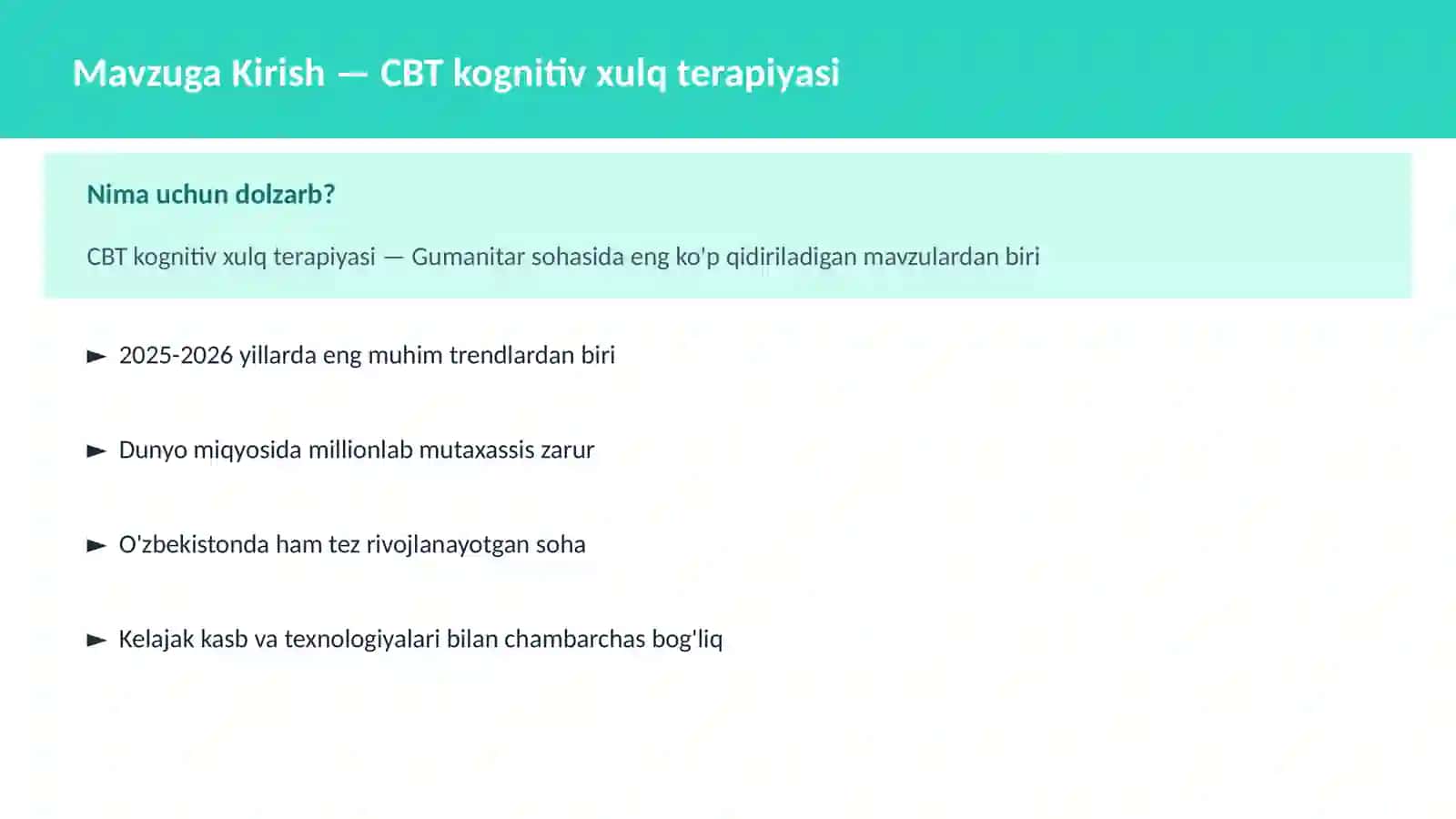 CBT kognitiv xulq terapiyasi 2