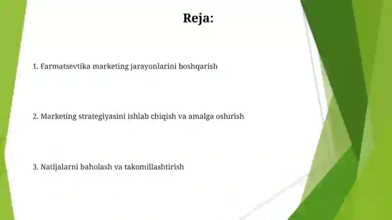 Farmasevtikada marketing jarayonini boshqarish 2