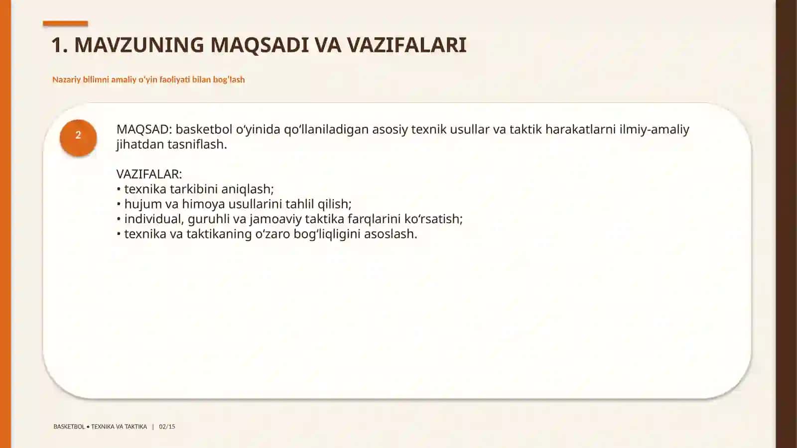 BASKETBOL O‘YINI TEXNIKASI VA TAKTIKASINING TASNIFI 2