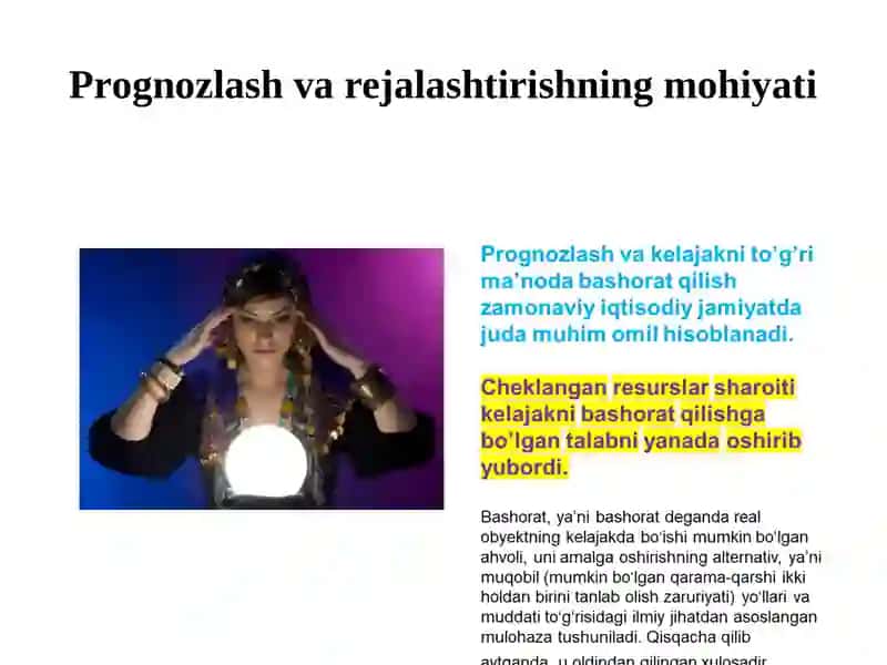 Prognozlash va rejalashtirishning mohiyati 2