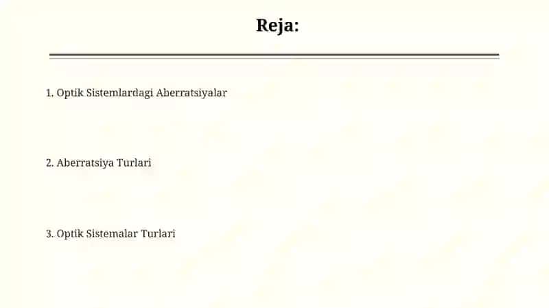 Optik sistemalarning abberatsiyasi va turlari 2