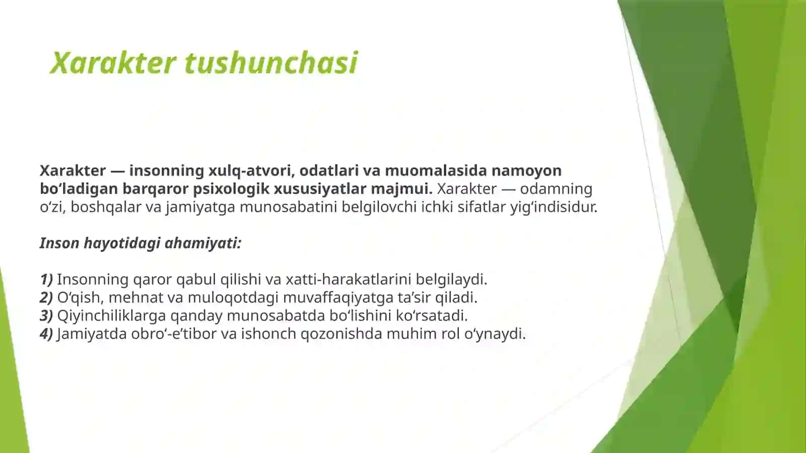 Xarakter tushunchasi 2
