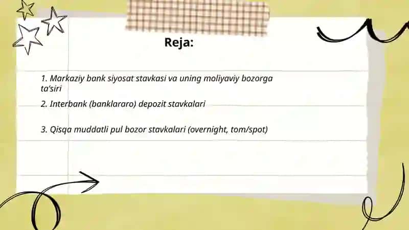 Moliyaviy bozor stavkalari 2