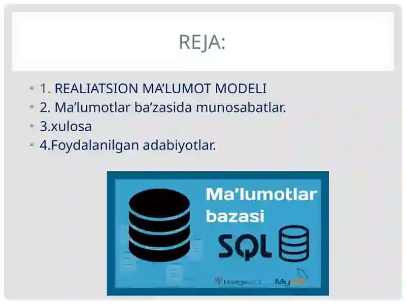 REALIATSION MA’LUMOT MODELI 2