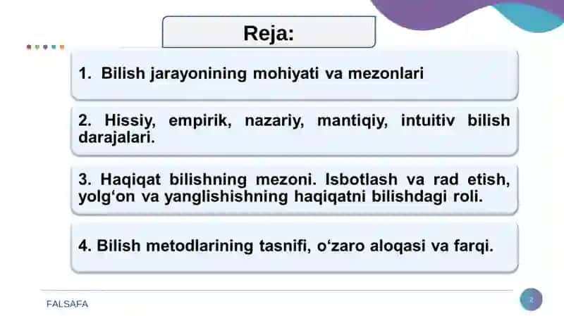 Bilish falsafasi 2