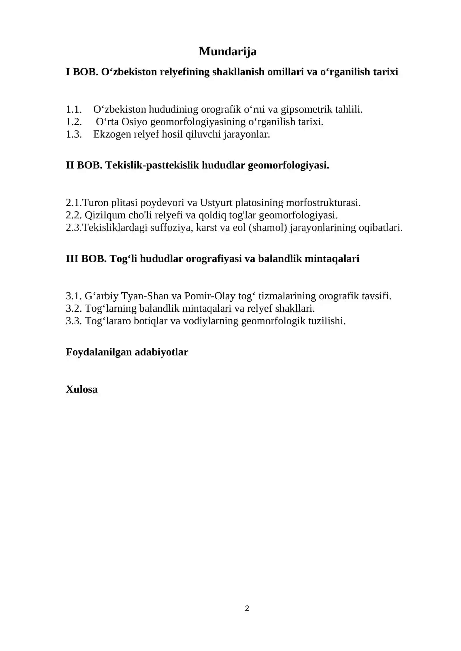 O`zbekiston orografiyasi va relyefi 2