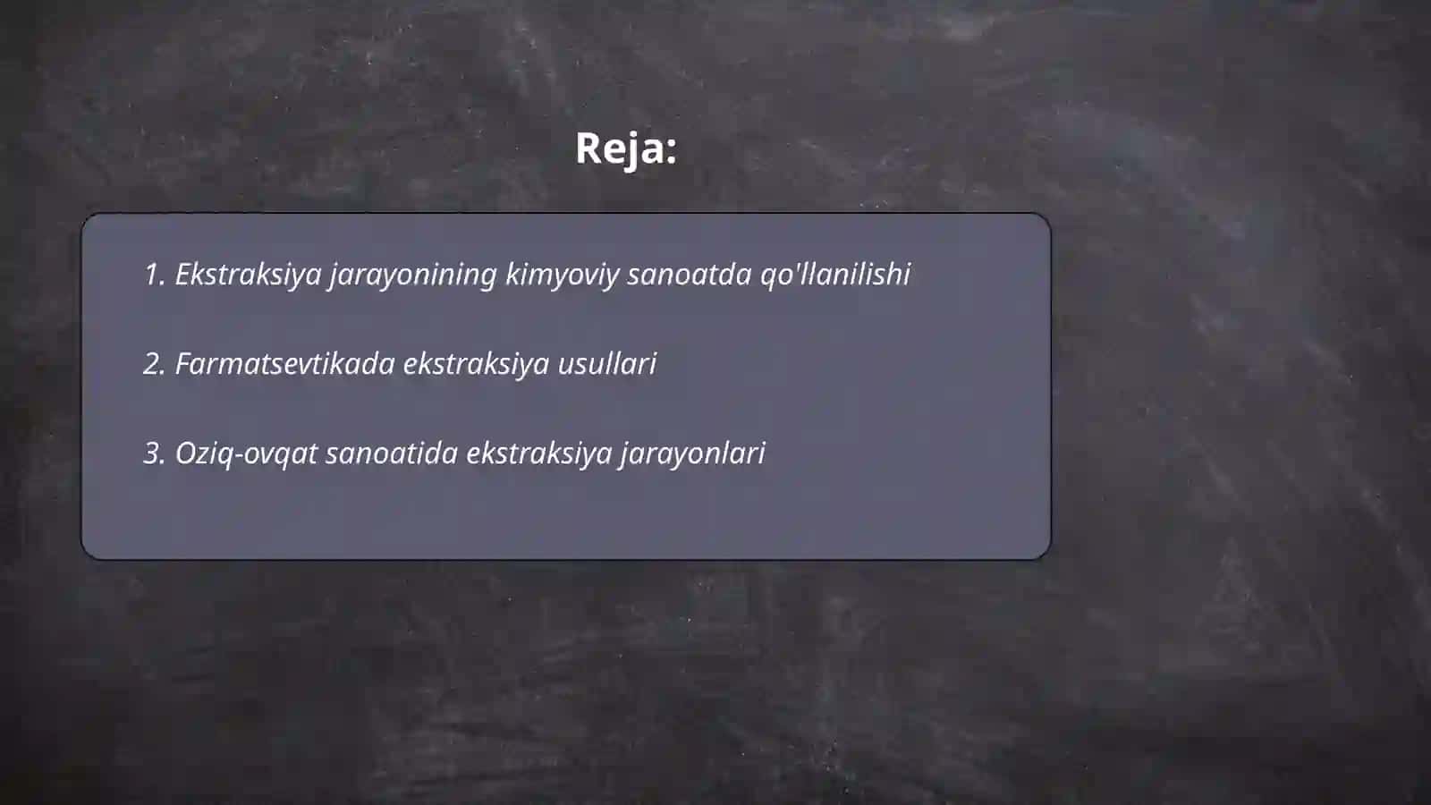 Ekstraksiya jarayonining qo'llanilishi 2