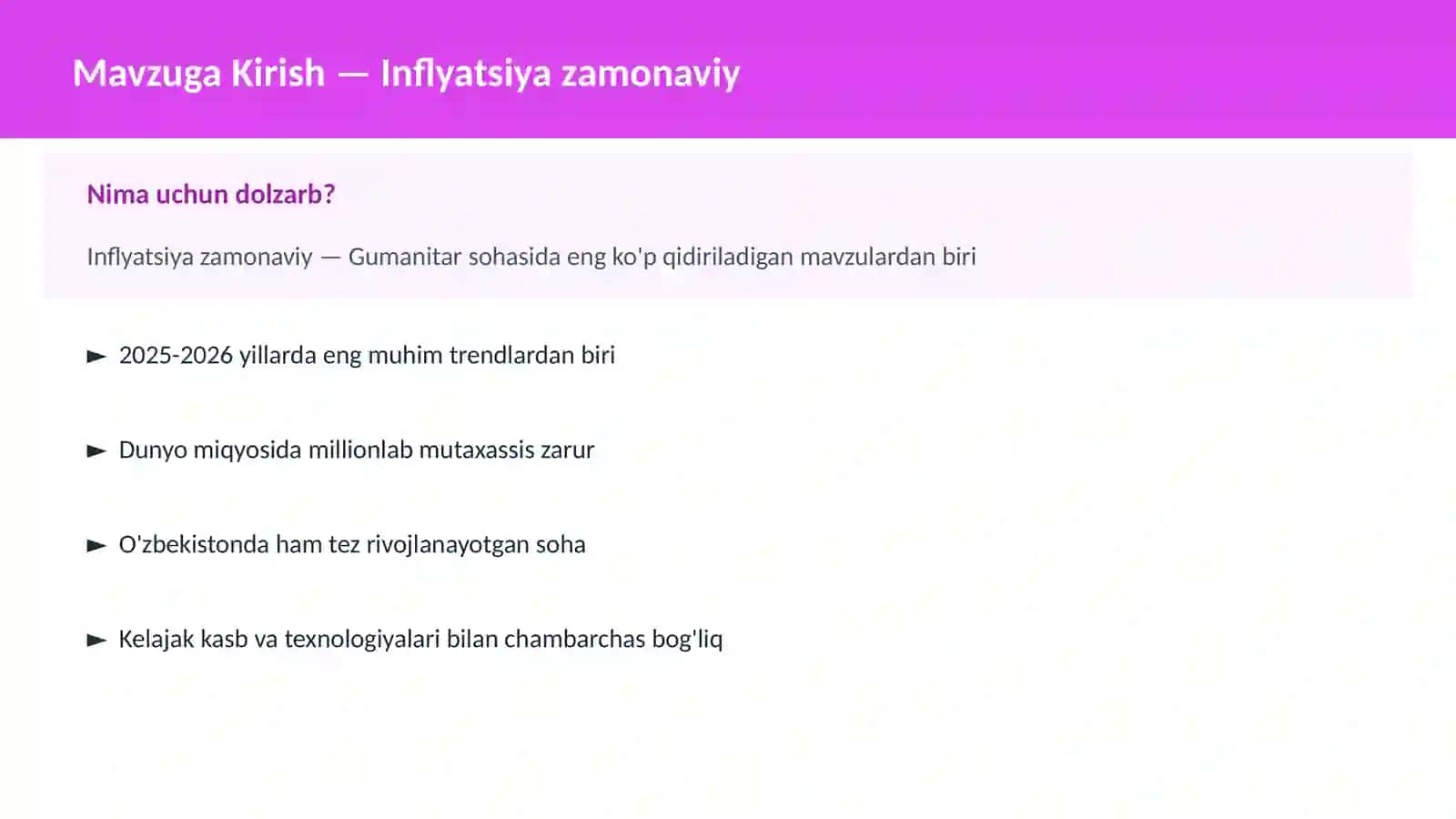 Inflyatsiya zamonaviy 2