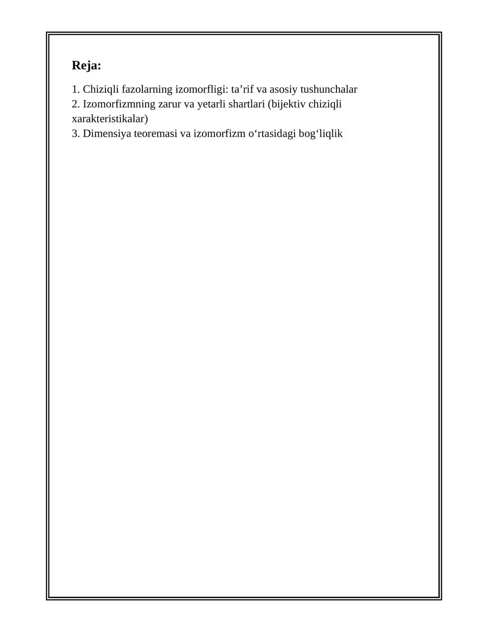 CHIZIQLI FAZOLARNING IZOMORFLIGI 2