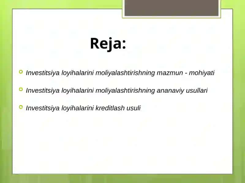 Real investitsiya loyihalarining samaradorligini baholash 2