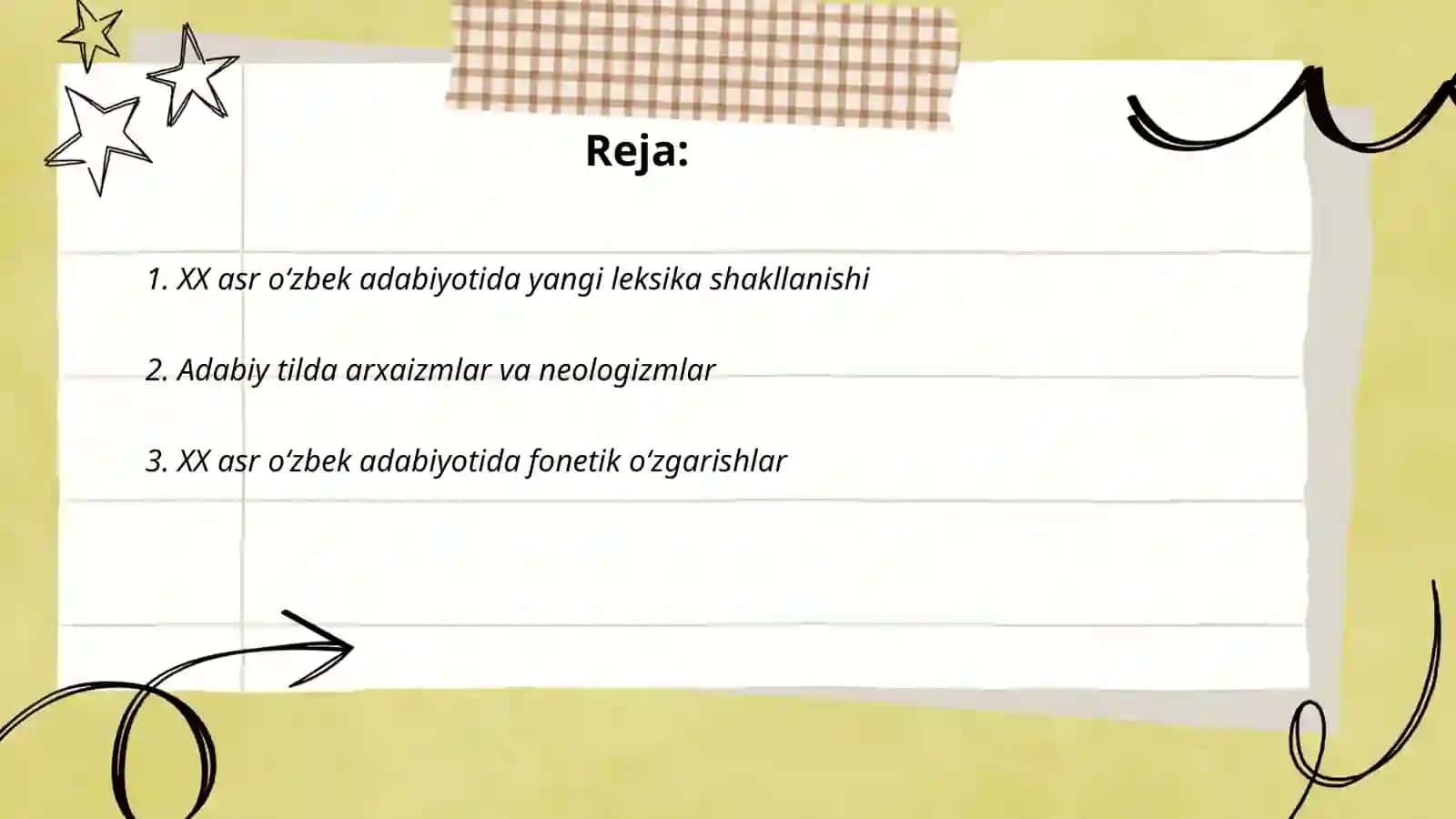 XX asr o'zbek adabiyotining til xususiyatlari 2