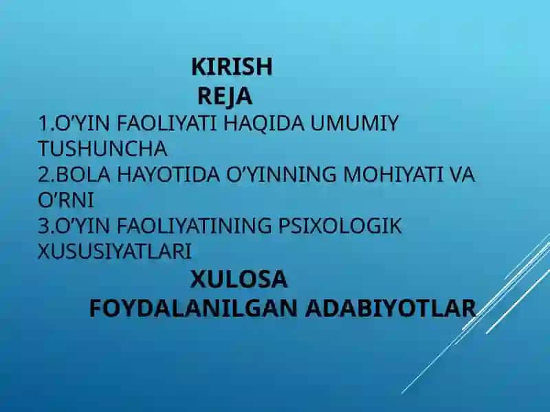 O’YIN FAOLIYATI VOSITALARI 2