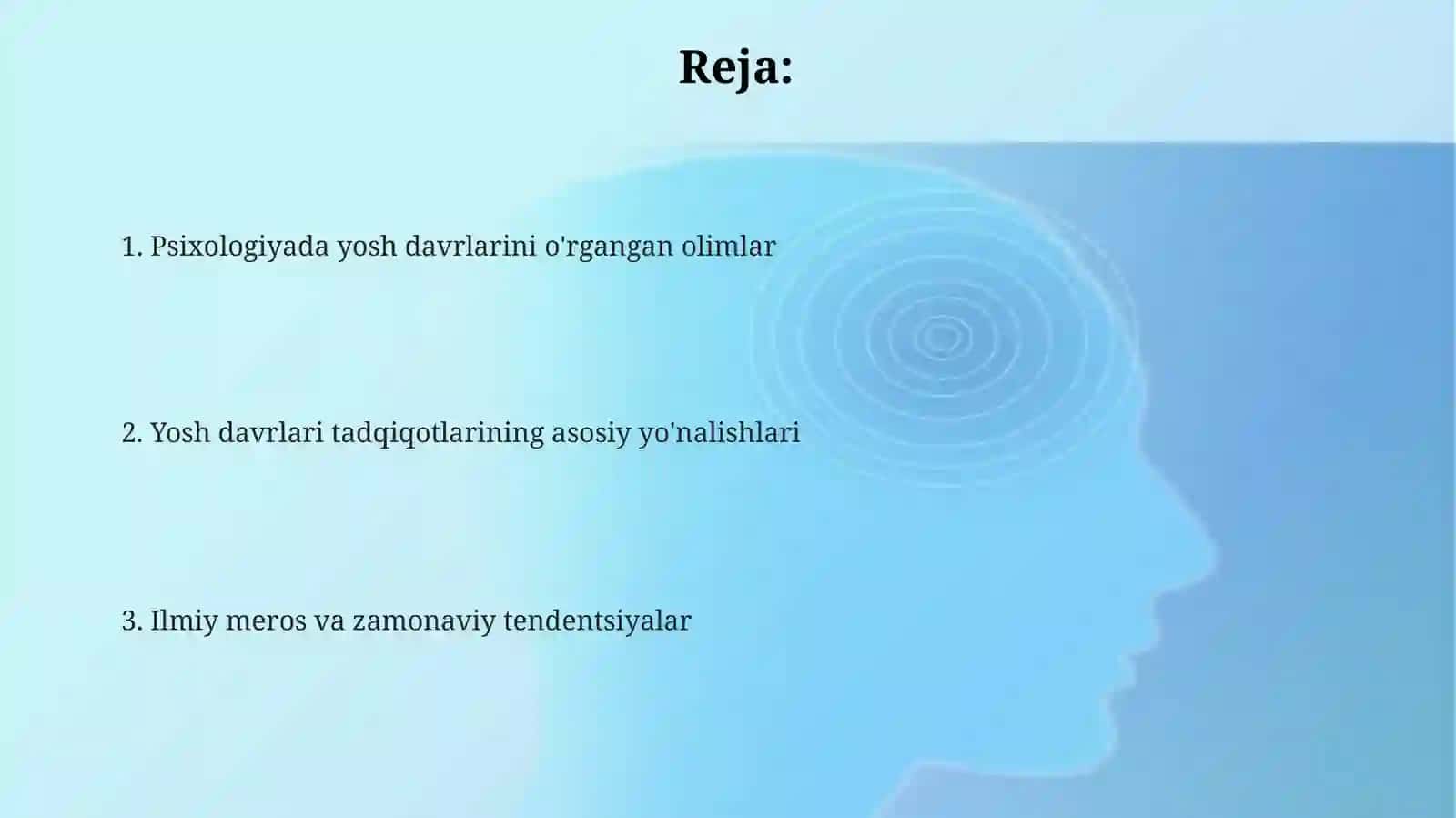 Yosh davrlarini o'rganish 2