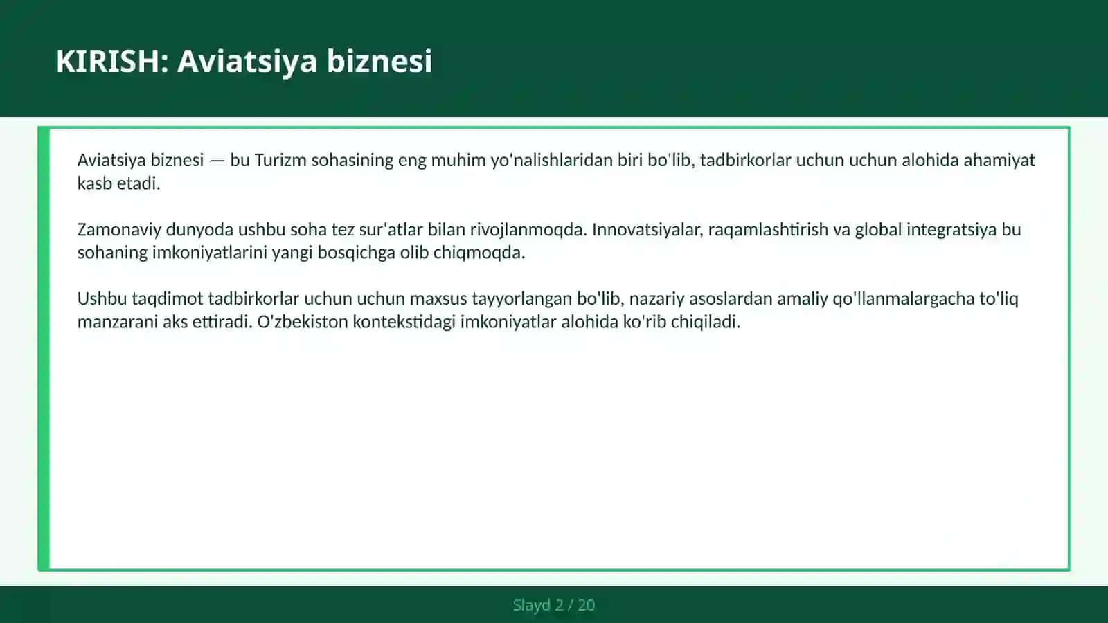 Aviatsiya biznesi 2
