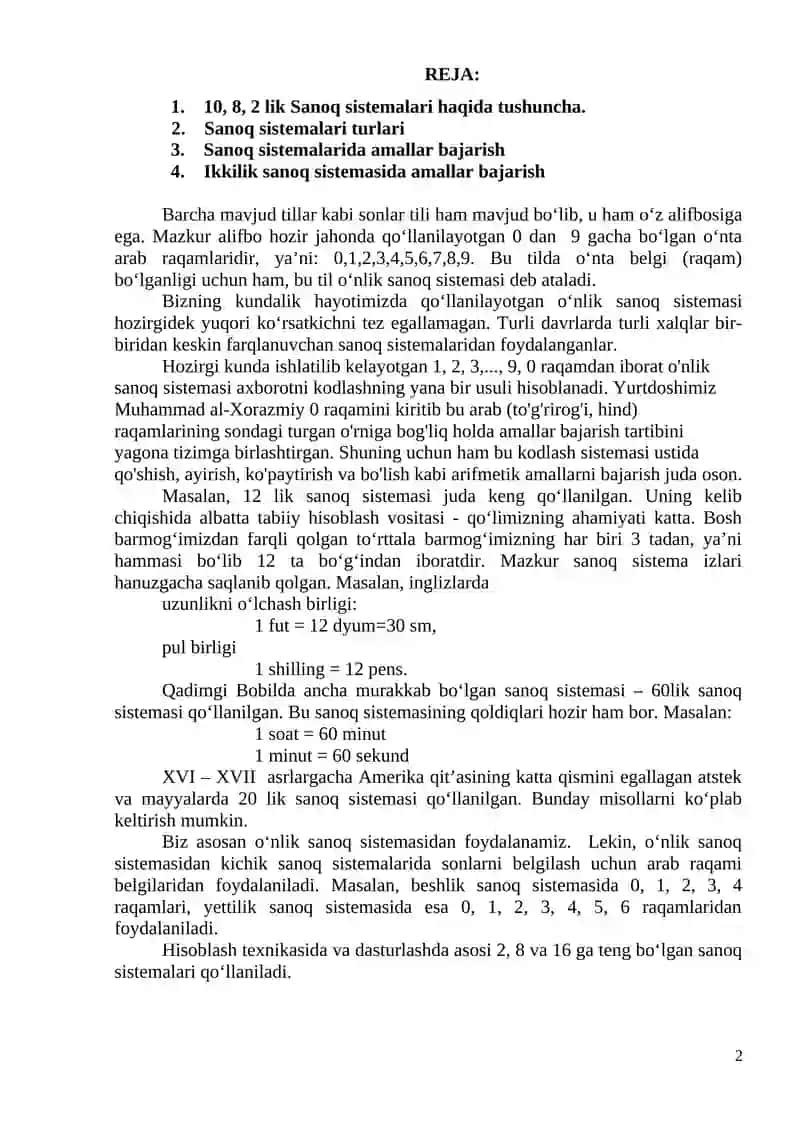 Sanoq Sistemalari 2
