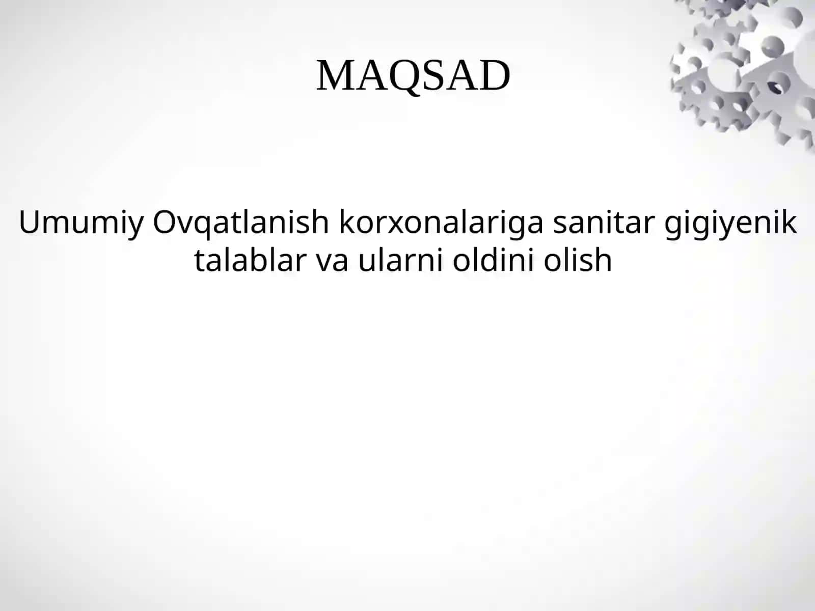Umumiy Ovqatlanish korxonalariga gigiyenik talablar va Sanitar gigiyenik tekshirish 2