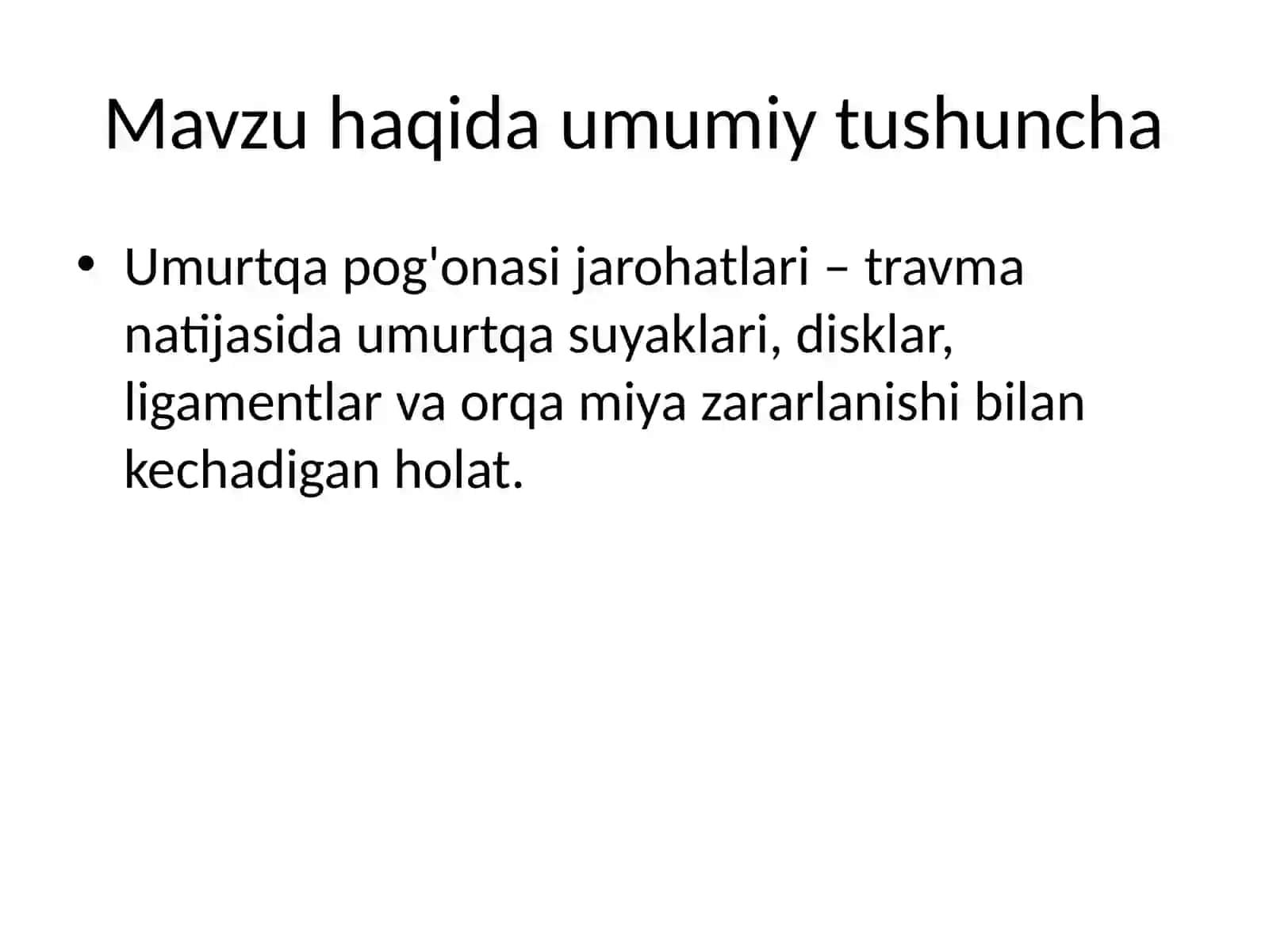 Umurtqa pog'onasi va orqa miya jarohatlari 2