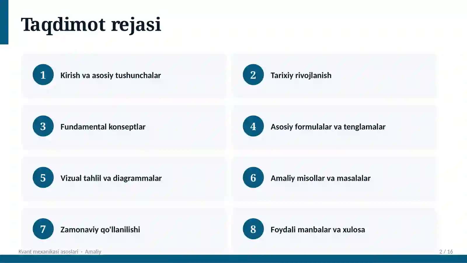 FIZIKA Kvant mexanikasi asoslari 2