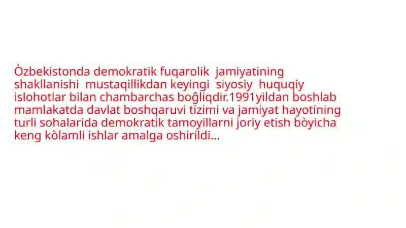 Òzbekistonda demokratik fuqarolik jamiyatining shakllanishi 2