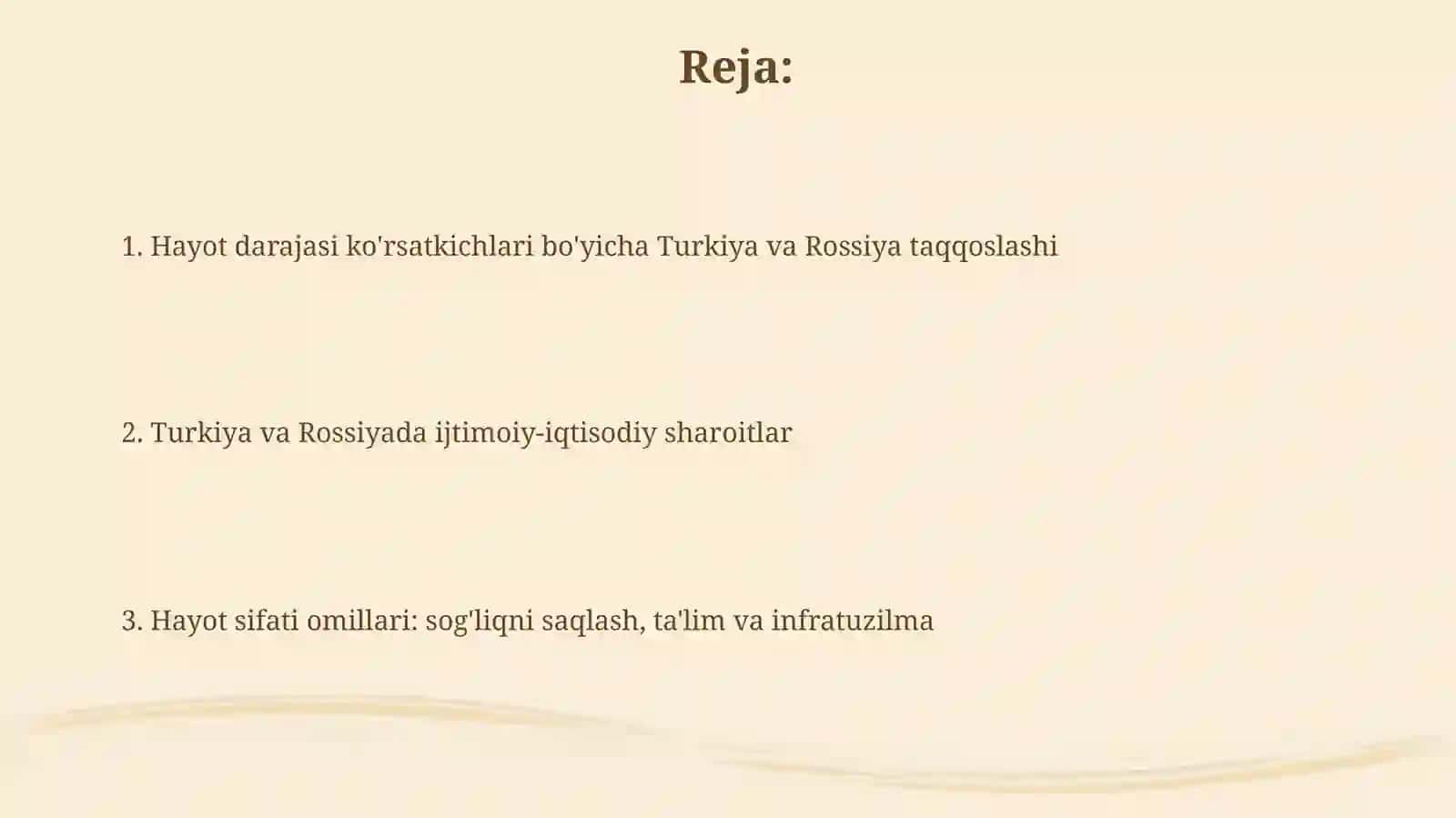 Turkiya va Rossiyaning turmush darajalari 2