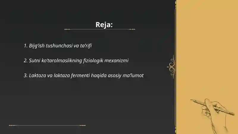 Bijg’ish. Sutni ko’tarolmaslik. 2