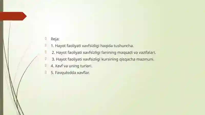 Hayot xavfsizligini ta'minlash asoslari 2