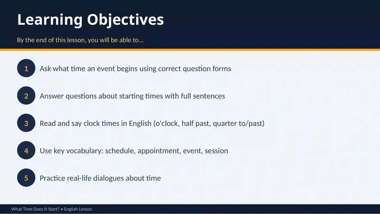 What Time Does It Start? Asking & Telling Time in English 2