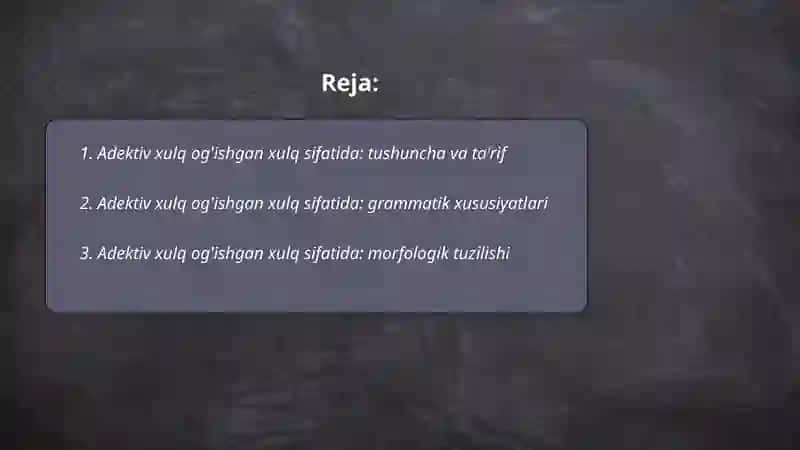 Adektiv xulq og'ishgan xulq sifatida 2