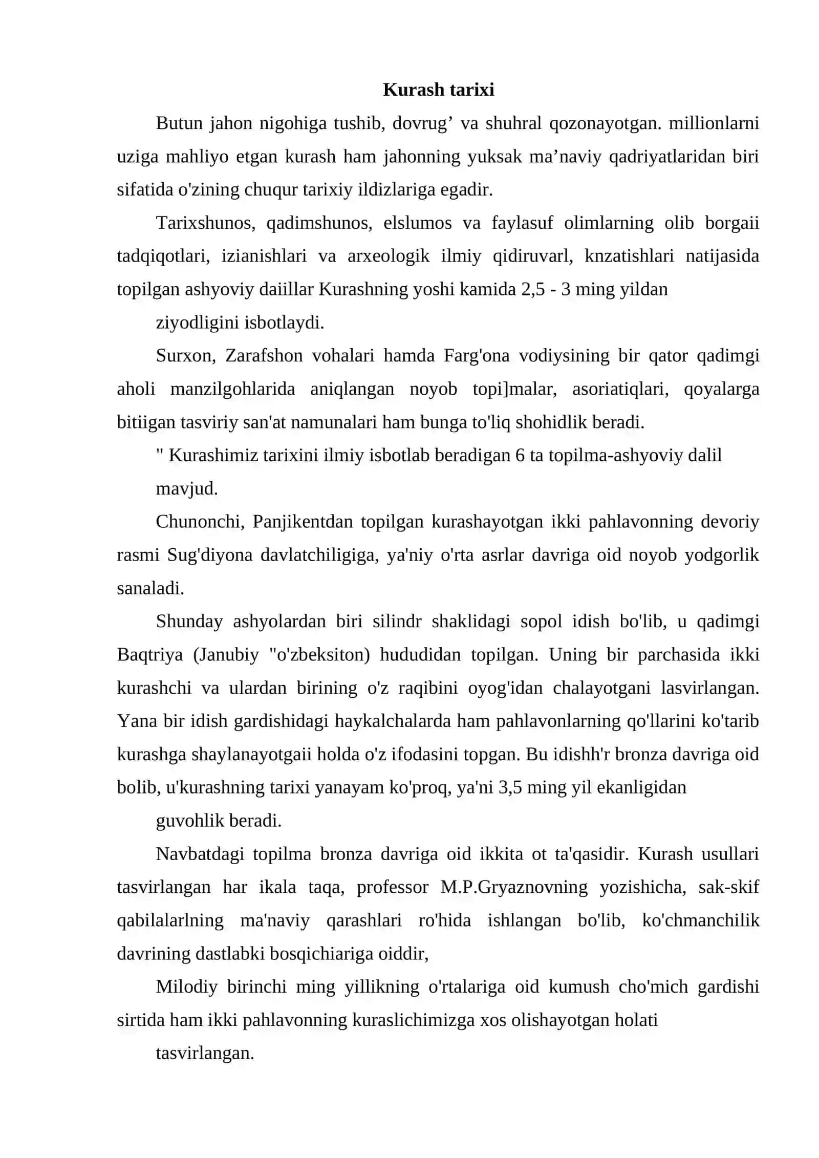 Belbog’li kurash va Milliy kurash 2