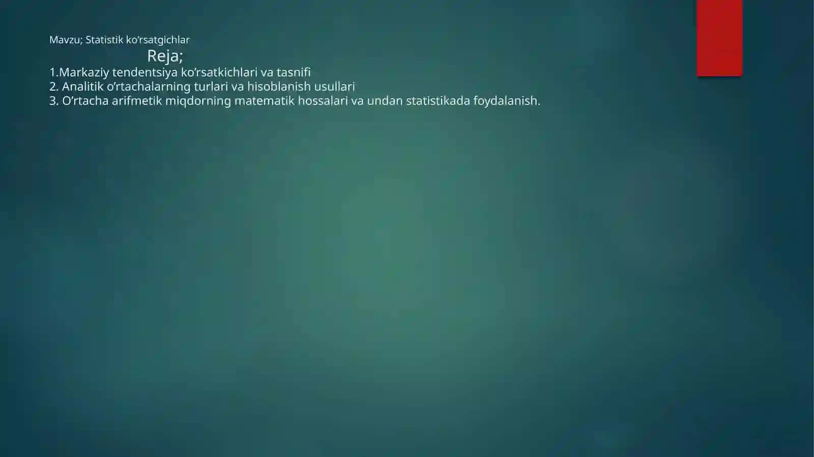 Statistik ko’rsatgichlar 2