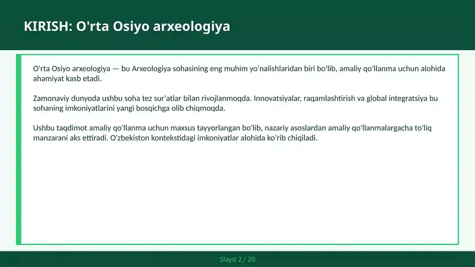 O'RTA OSIYO ARXEOLOGIYA Afrosiyob — amaliy qo'llanma 2