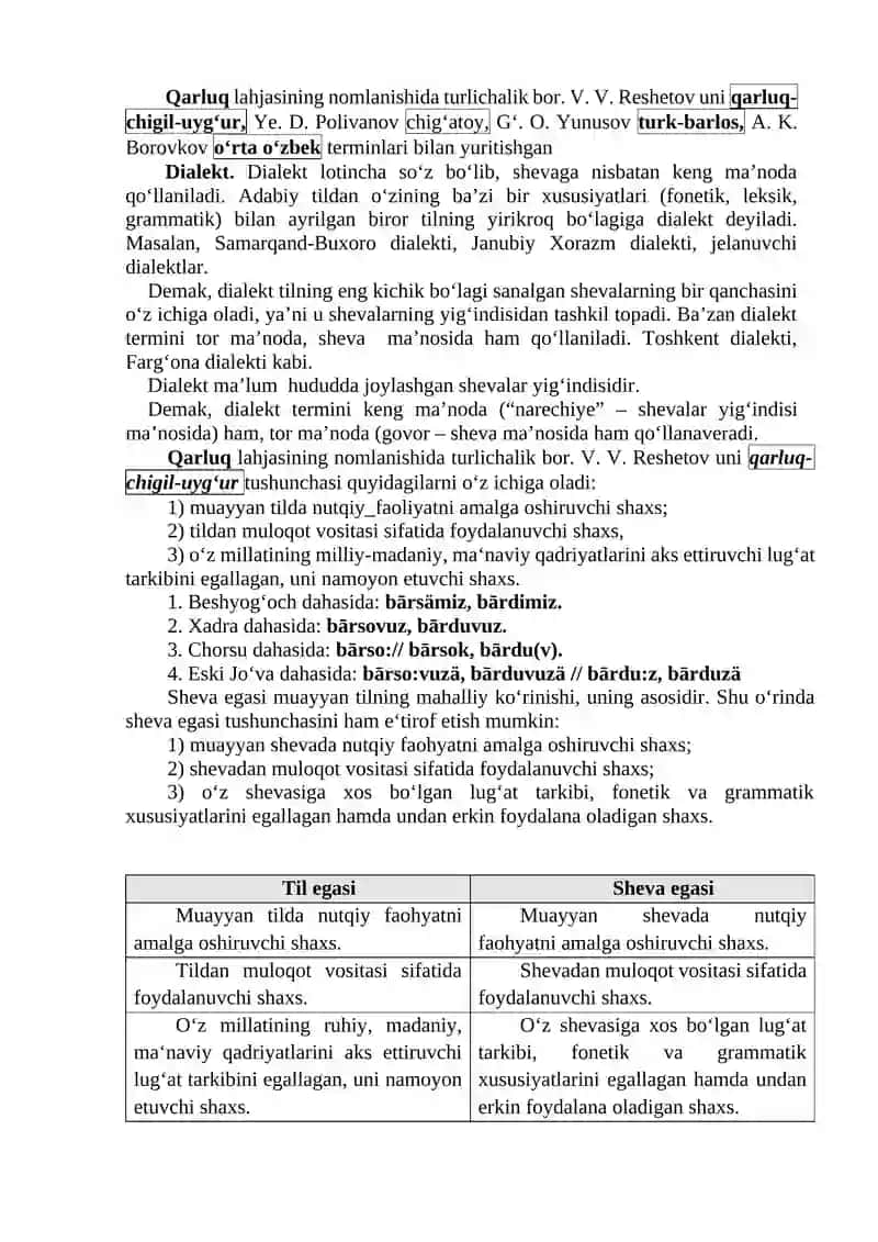 OʻZBEK DIALEKTOLOGIYASI 2