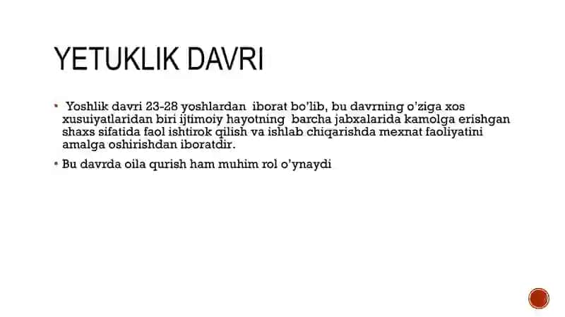 Yetuklik davri psixologiyasi 2
