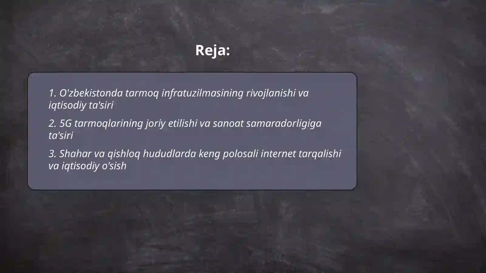 O'zbekistonda tarmoq texnalogiyalari rivojlanishi va iqtisodiyotdagi samaradorligi 2