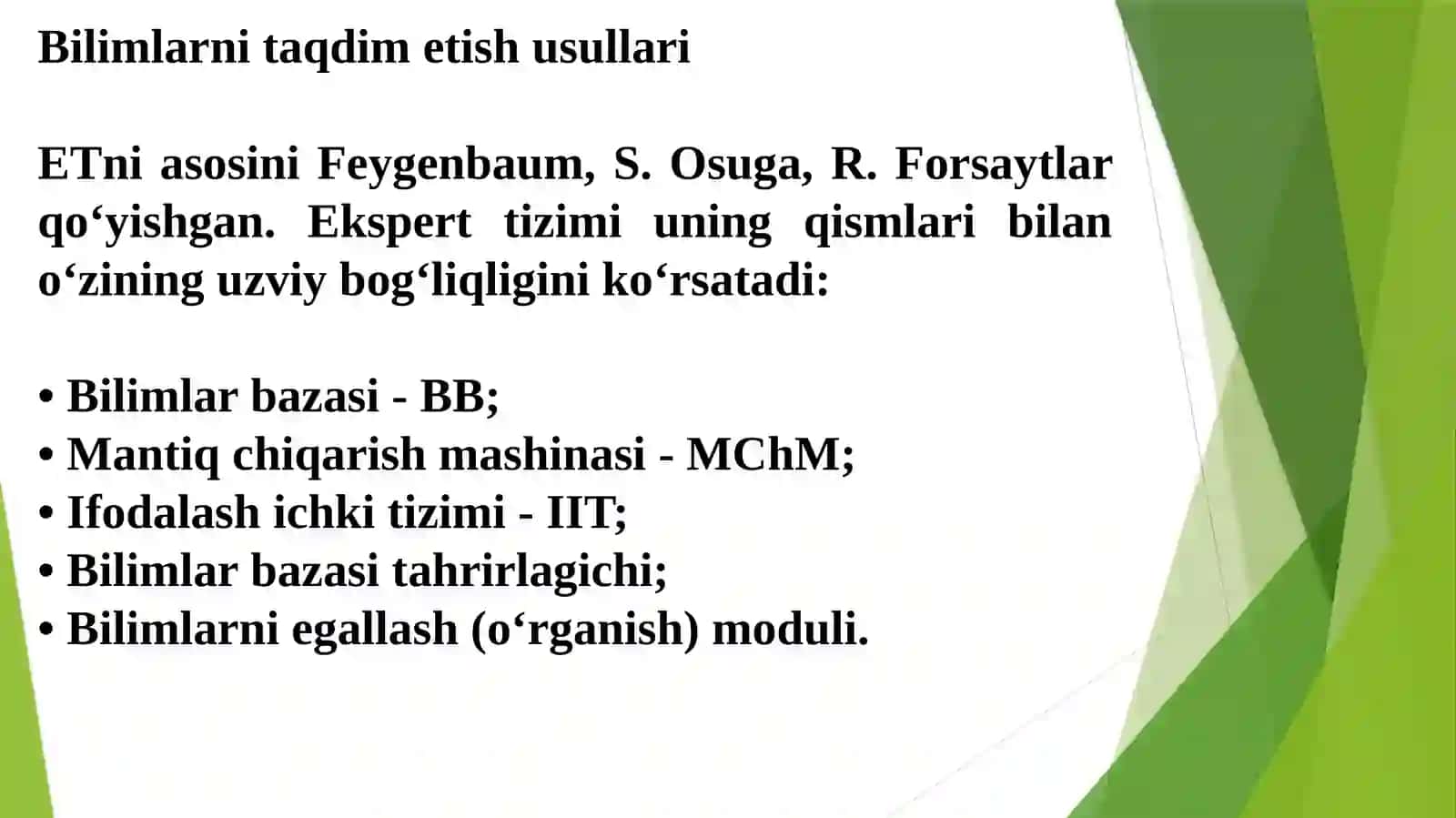 EKSPERT TIZIMLARI TARKIBI 2