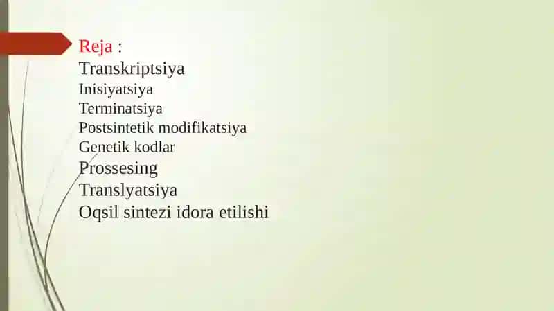 Oqsilbiosintezivauning boshqarilishi 2
