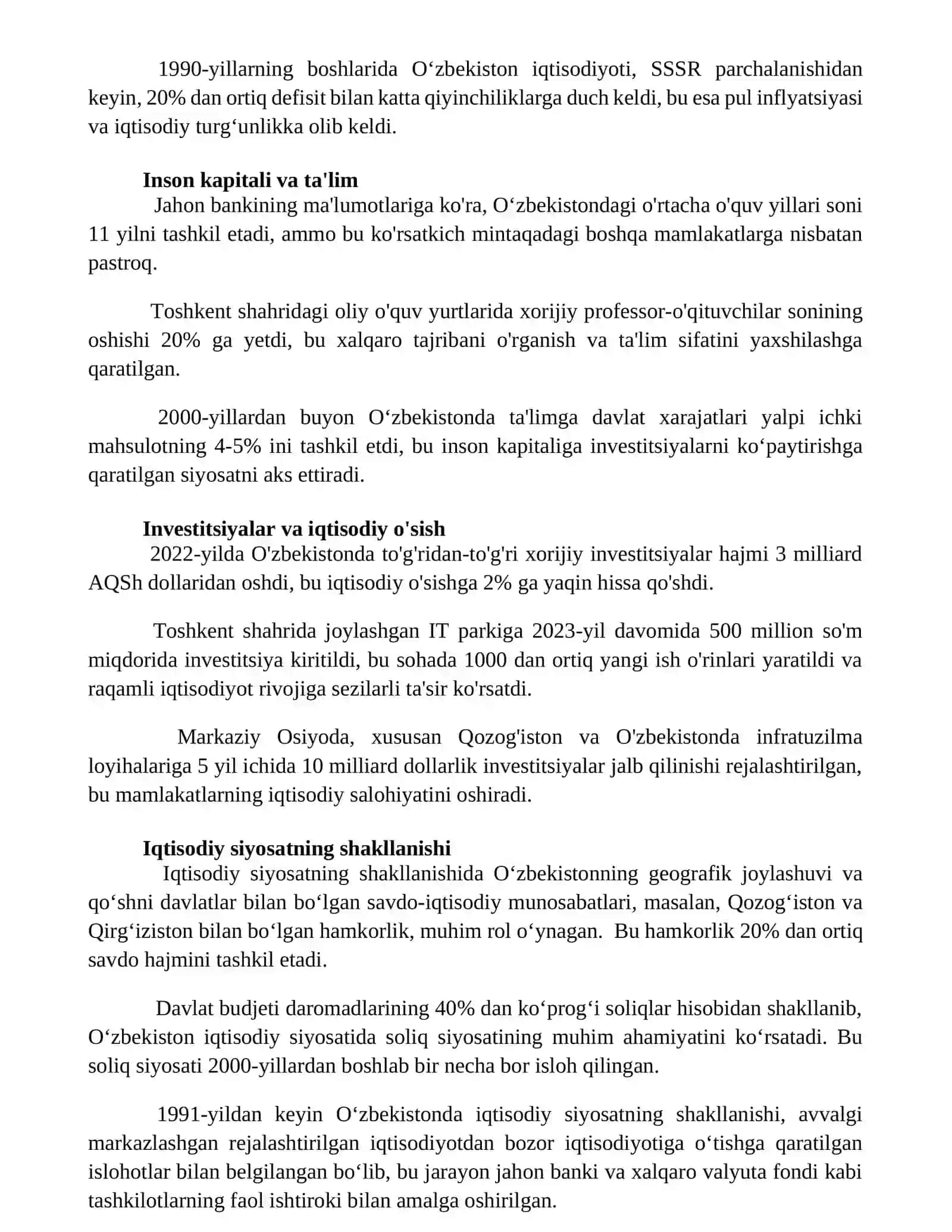 Yuksalish,rivojlanish va Iqtisodiy siyosat 2