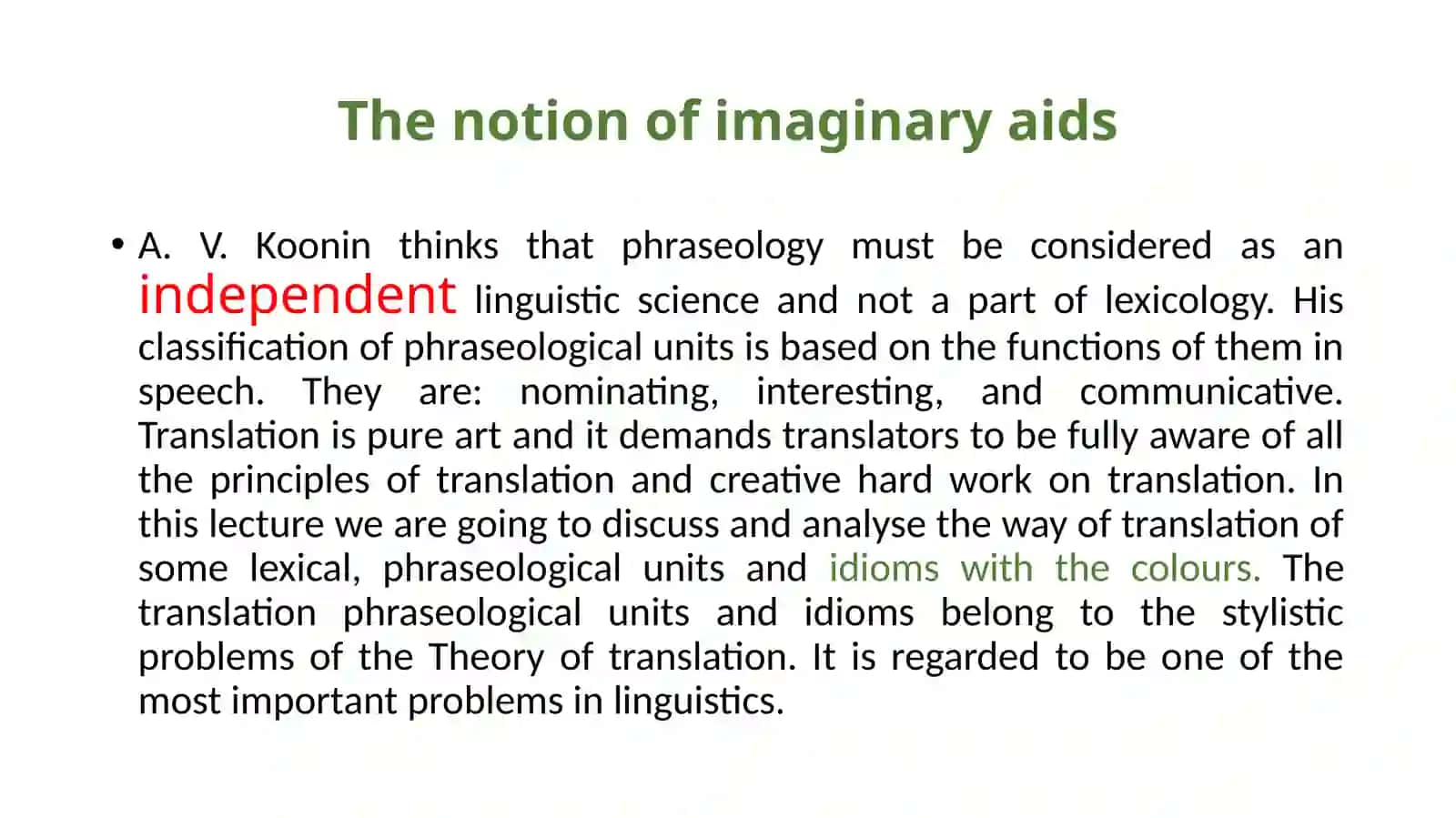 V-SEMESTERTHEME: TRANSLATION OF IMAGINARY AIDS 2