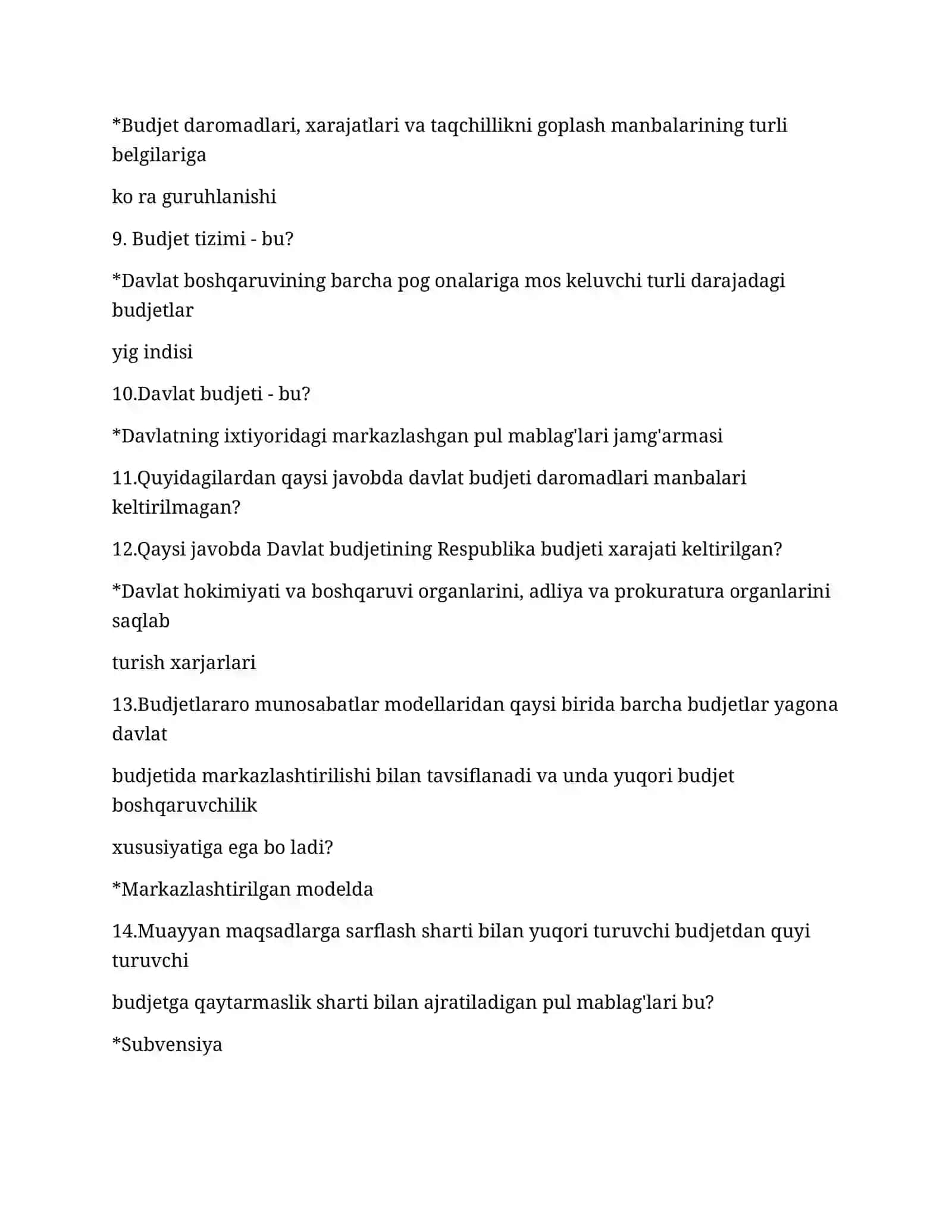 Moliya asoslari yakuniy testlar 2