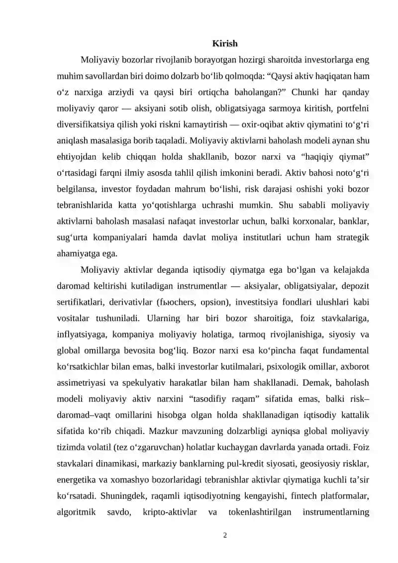 MOLIYAVIY AKTIVLARNI BAHOLASH MODELI 2