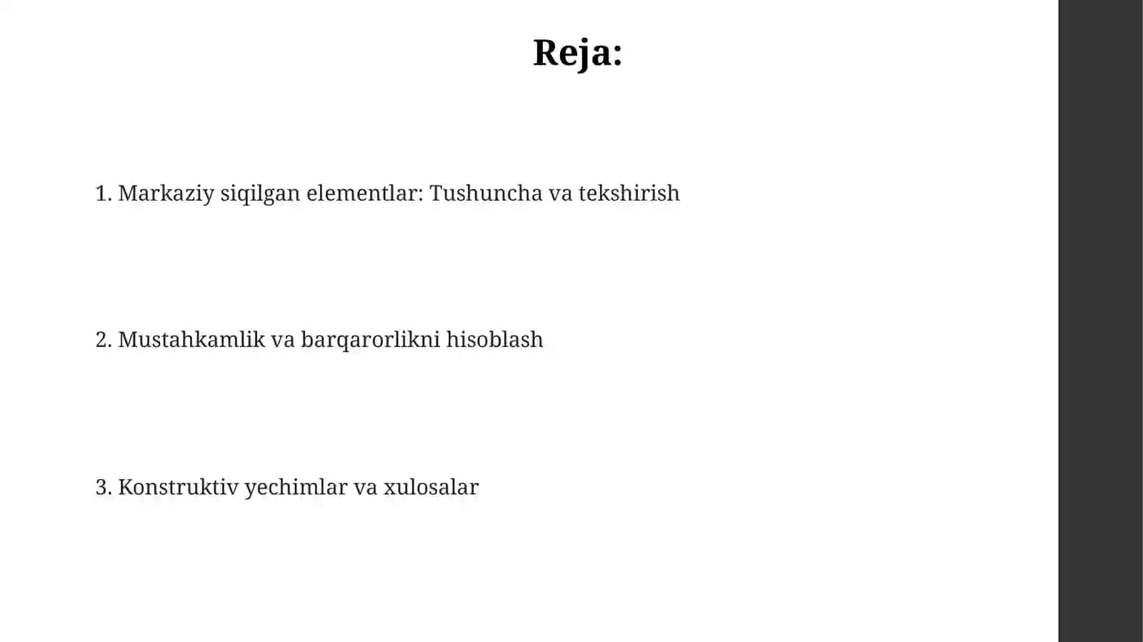 Markaziy siqilgan elementlarni hisoblash 2
