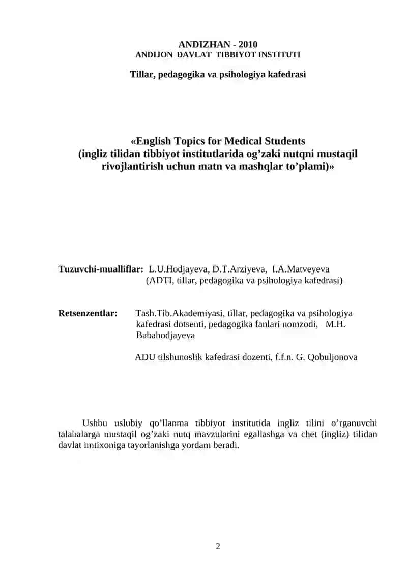 English Topics for Medical Students 2