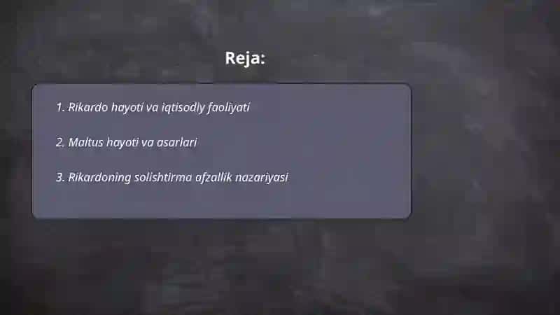 Rikardo va Maltus 2