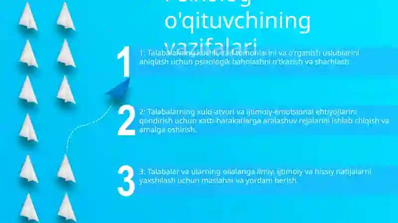 Psixolog o'qituvchining vazifalari 2