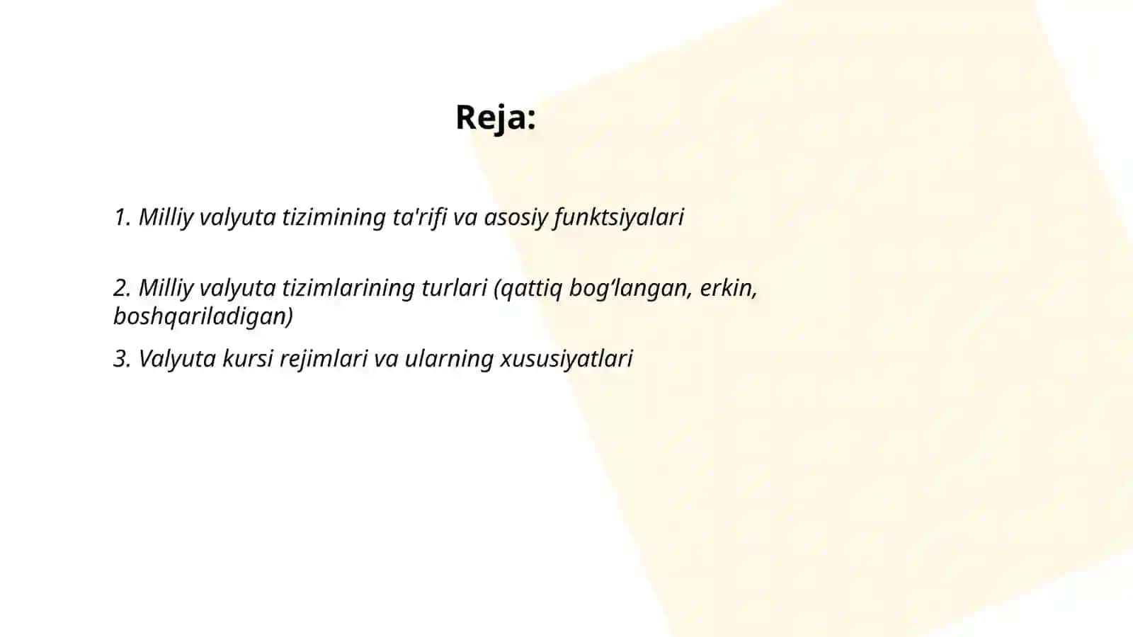 Milliy valyuta tizimlari va ularning xususiyatlari 2